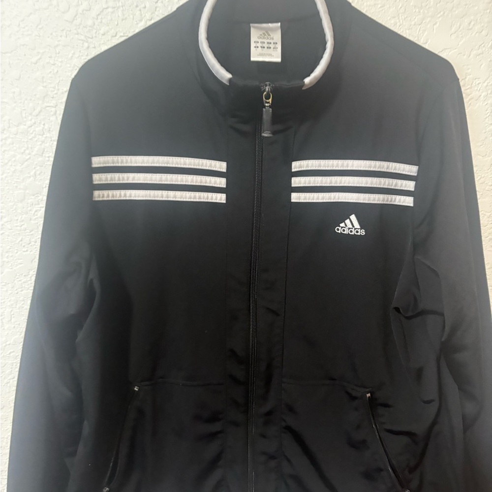 Adidas Men's Black and White Windbreaker